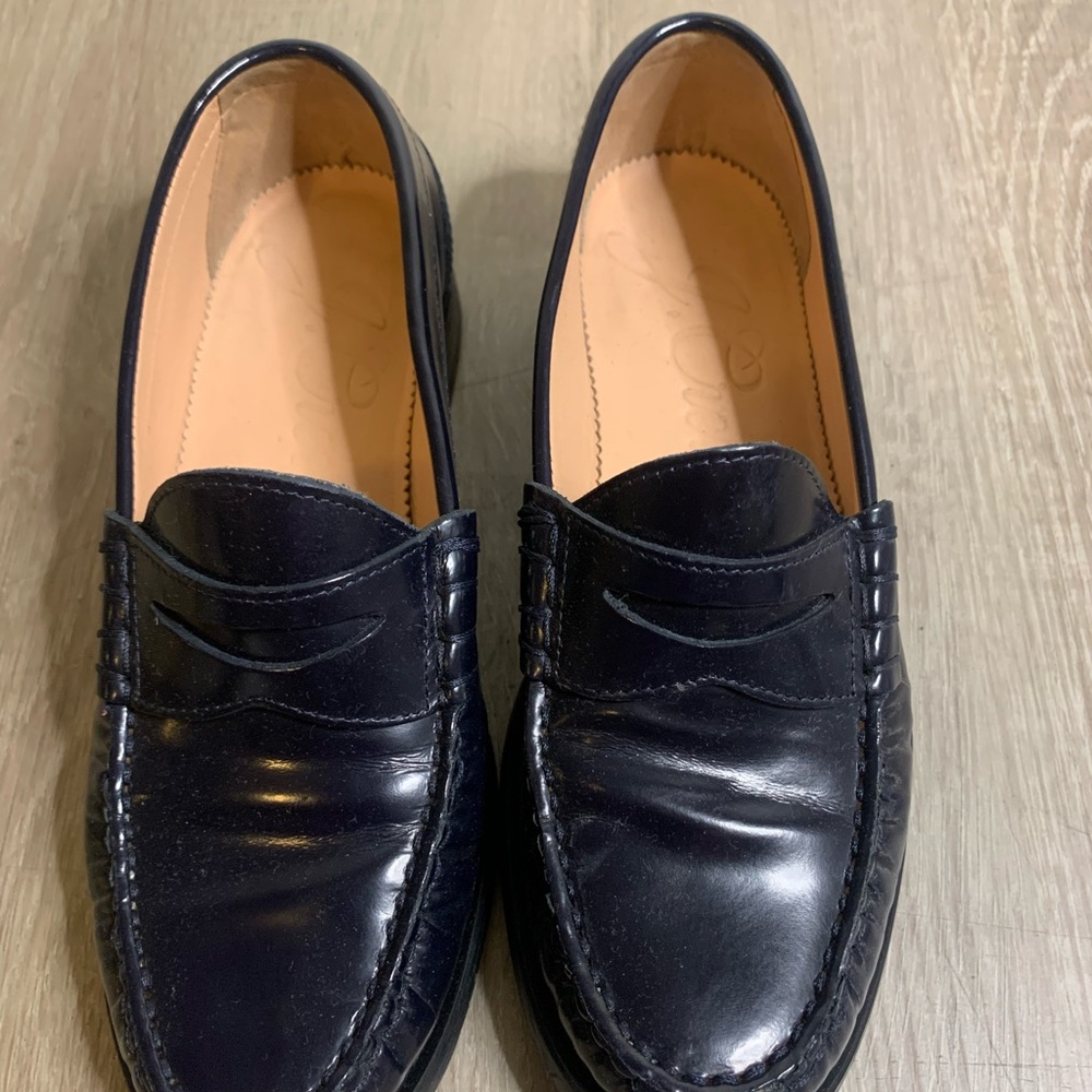 J crew Elegant Black Leather Loafers for Men